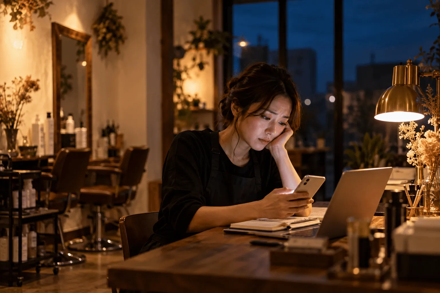 LINEで予約の日時を調整する様子